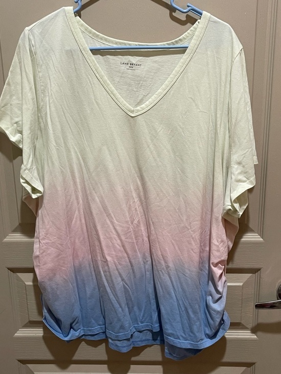 Lane Bryant Tops - Lane Bryant Ombre V-Neck Tee in Cream, Pink & Blue size 26/28